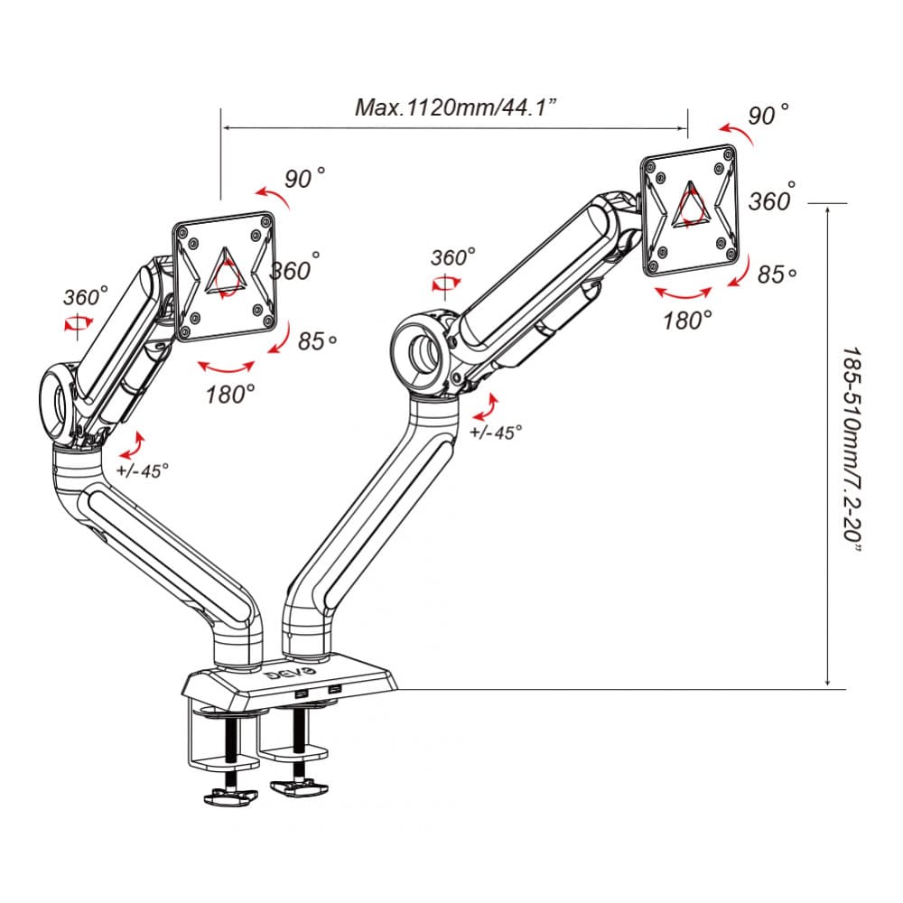 Devo Gaming Monitor Arm - Flexi Pro 2 - Black 8