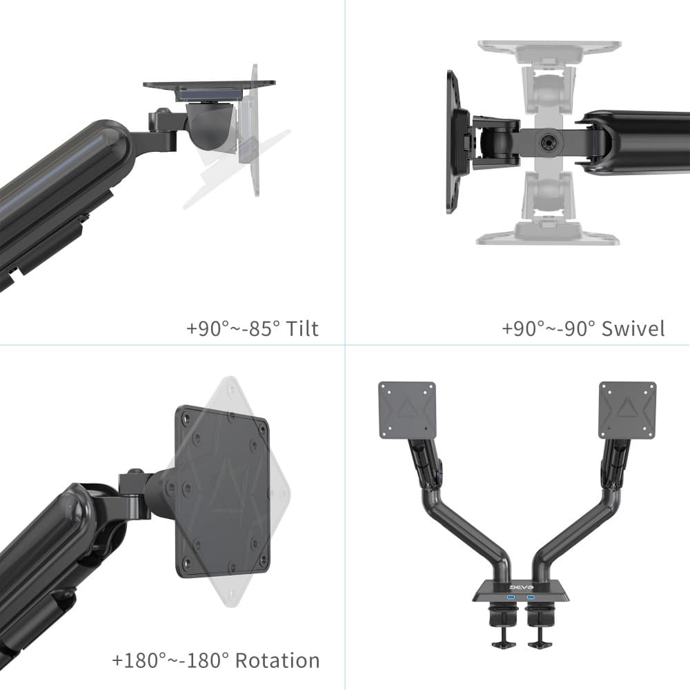 Devo Gaming Monitor Arm - Flexi Pro 2 - Black 6